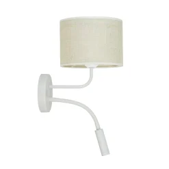 Duolla Vegglampe, jute, hvit/beige, leselampe| Vegglamper