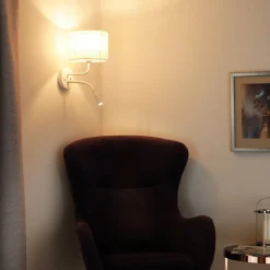 Duolla Vegglampe, jute, hvit/beige, leselampe| Vegglamper