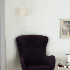 Duolla Vegglampe, jute, hvit/beige, leselampe| Vegglamper