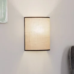 Duolla Vegglampe Jute&black, naturbrun, halvrund| Design- Og Hotellbelysning|Vegglamper