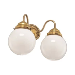 Berliner Messinglampen Vegglampe Larry II, messing, håndblåst glass| Vegglamper