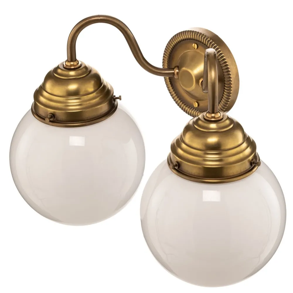 Berliner Messinglampen Vegglampe Larry II, messing, håndblåst glass| Vegglamper