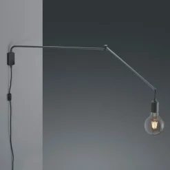 Trio Lighting Vegglampe Line med kabel + plugg, svart