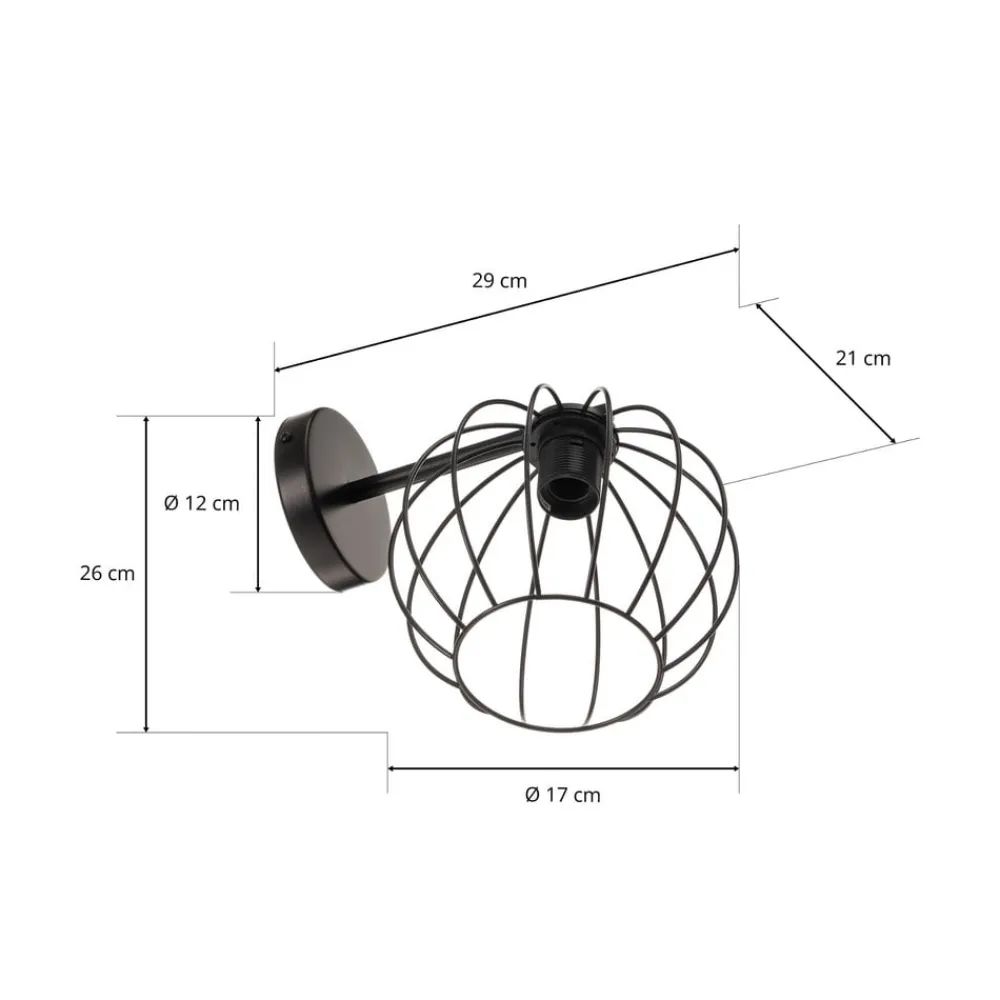 SIGMA Vegglampe Madam, svart, med burskjerm| Vegglamper