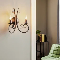 ONLI Vegglampe Pompei, 2 lyskilder, svart Clearance