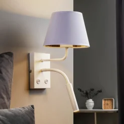 Luminex Vegglampe Soho, konisk, leselampe hvit/gull Outlet