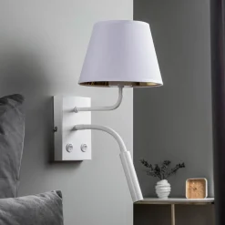 Luminex Vegglampe Soho, konisk, leselampe hvit/gull Outlet