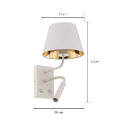 Luminex Vegglampe Soho, konisk, leselampe hvit/gull Outlet