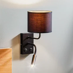 Luminex Vegglampe Soho sylindrisk leselampe svart/gull