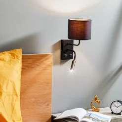 Luminex Vegglampe Soho sylindrisk leselampe svart/gull