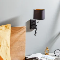 Luminex Vegglampe Soho sylindrisk leselampe svart/gull