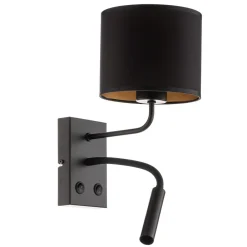 Luminex Vegglampe Soho sylindrisk leselampe svart/gull