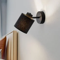 Argon Vegglampe Suerte, svart / gull, 1 lyskilde, tekstil, stål| Spotter I Tak