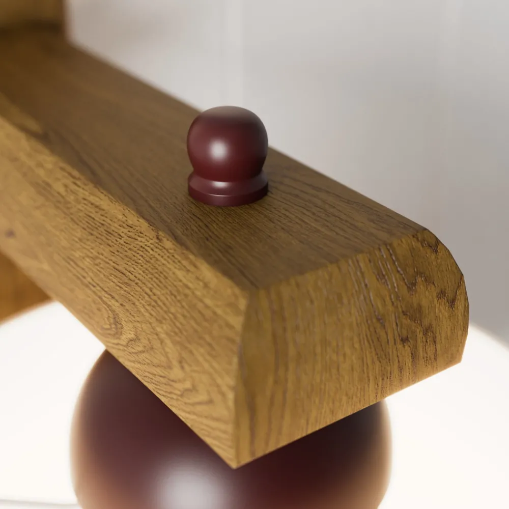 Lamkur Vegglampe Sweden med trestativ, valnøtt eik