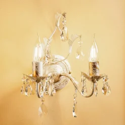 ONLI Vegglampe Teresa i krystall, elfenben med 2 lyskilder| Design- Og Hotellbelysning