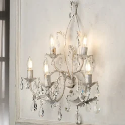 ONLI Vegglampe Teresa i krystall, elfenben med 5 lyskilder| Vegglamper