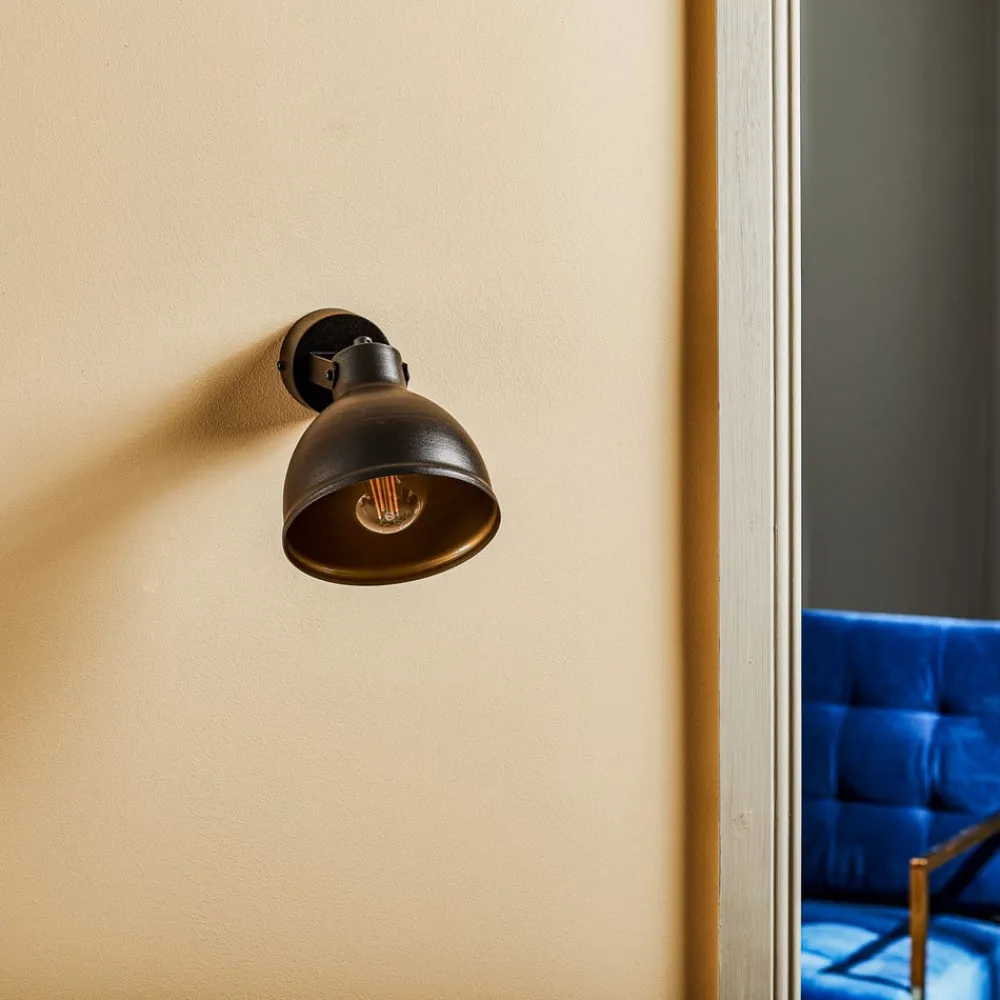 SIGMA Vegglampe Trial, skjerm svingbar, svart/gull| Vegglamper