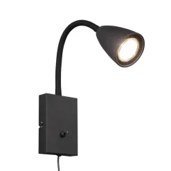 Trio Lighting Vegglampe Wanda med støpsel, matt svart New