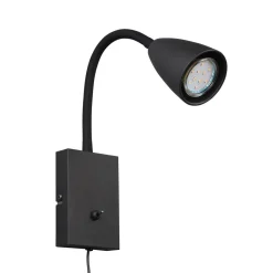 Trio Lighting Vegglampe Wanda med støpsel, matt svart New