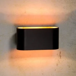 Lucide Vegglampe Xera, oval, svart| Design- Og Hotellbelysning