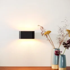 Lucide Vegglampe Xera, oval, svart| Design- Og Hotellbelysning