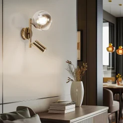 Lucea Vegglampe Zerde 1+1, gull, 2 lyskilder Online