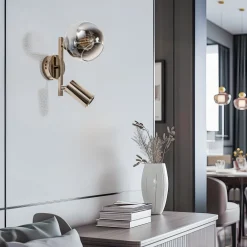 Lucea Vegglampe Zerde 1+1, gull, 2 lyskilder Online