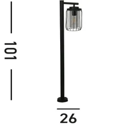 Searchlight Veilampe med siv, IP44, svart, høyde 100 cm, metall| Gatebelysning, Pullert Belysning
