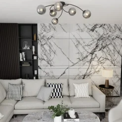 EMIBIG LIGHTING Vibra taklampe, røykgrå/svart, lengde 97 cm, 6 lyskilder. Outlet