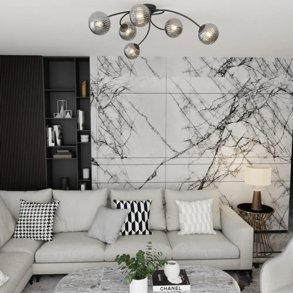 EMIBIG LIGHTING Vibra taklampe, røykgrå/svart, lengde 97 cm, 6 lyskilder. Outlet