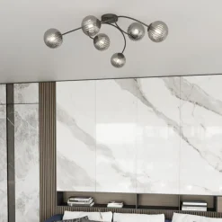 EMIBIG LIGHTING Vibra taklampe, røykgrå/svart, lengde 97 cm, 6 lyskilder. Outlet