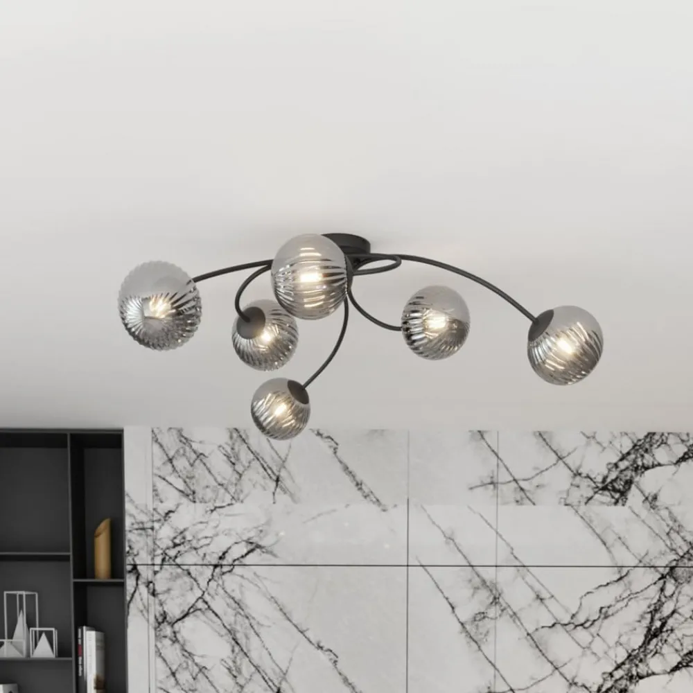 EMIBIG LIGHTING Vibra taklampe, røykgrå/svart, lengde 97 cm, 6 lyskilder. Outlet