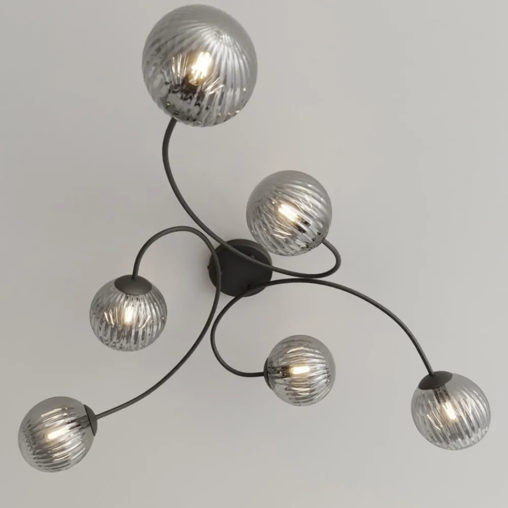 EMIBIG LIGHTING Vibra taklampe, røykgrå/svart, lengde 97 cm, 6 lyskilder. Outlet