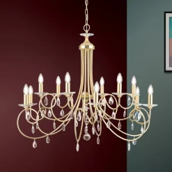 ORION VIOLETTA lysekrone i gull med tolv lys| Lysekroner