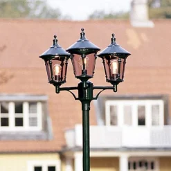 Konstsmide Virgo stolpelampe, 3-lys, mørk grønn Sale