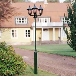 Konstsmide Virgo stolpelampe, 3-lys, mørk grønn Sale