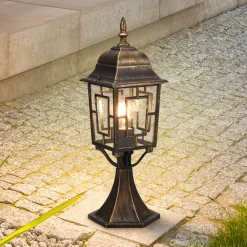 Trio Lighting Volturno sokkellampe, rustfarget, høyde 47 cm, aluminium| Sokkellamper Med Sensor|Terrassebelysning