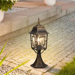 Trio Lighting Volturno sokkellampe, rustfarget, høyde 47 cm, aluminium| Sokkellamper Med Sensor|Terrassebelysning
