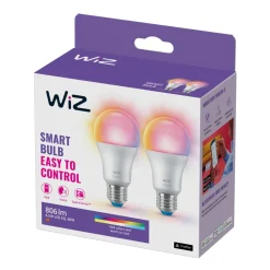 WiZ A60 LED-pære matt WiFi E27 8,5W RGBW sett med 2 stk| Dimbar Led-Pære|Dimbar Led-Pære