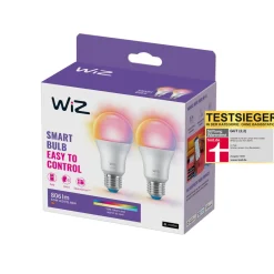 WiZ A60 LED-pære matt WiFi E27 8,5W RGBW sett med 2 stk| Dimbar Led-Pære|Dimbar Led-Pære